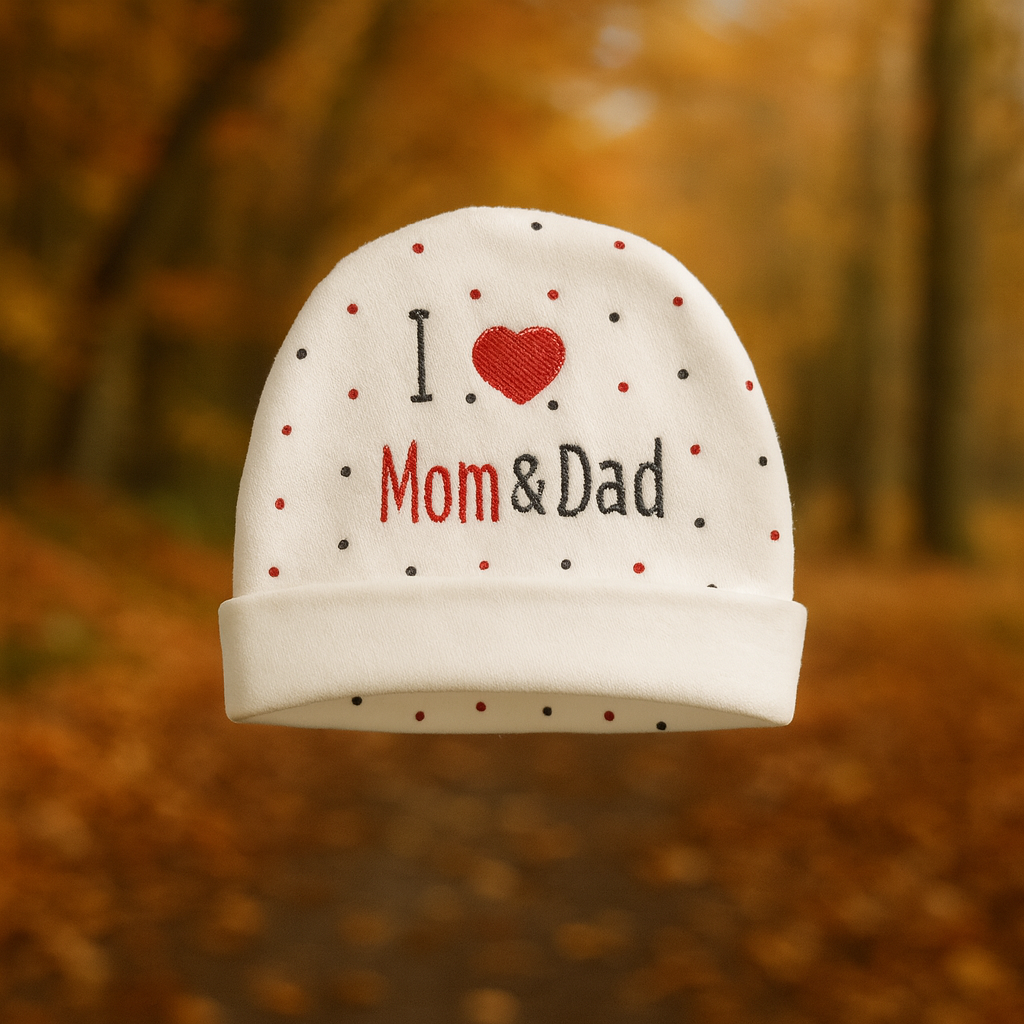 Newborn Baby Gift Set | 6 Piece Cotton Clothing Set with “I Love Mom & Dad” Design