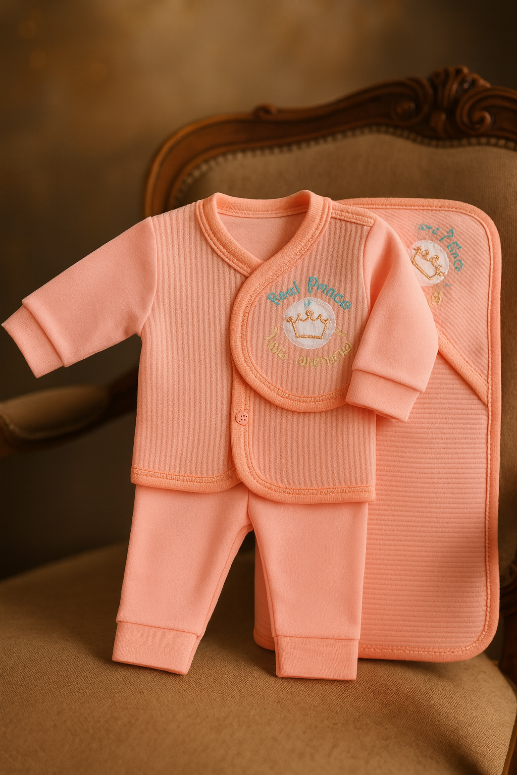 Newborn Baby Gift Set | “My Prince Has Arrived” 5-Piece Cotton Clothing Set