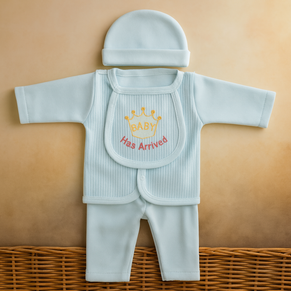 Newborn Baby Gift Set | “My Prince Has Arrived” 5-Piece Cotton Clothing Set