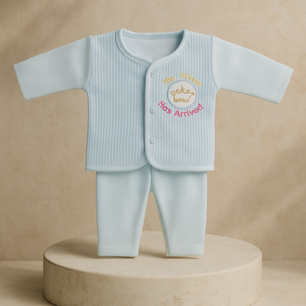 Newborn Baby Gift Set | “My Prince Has Arrived” 5-Piece Cotton Clothing Set