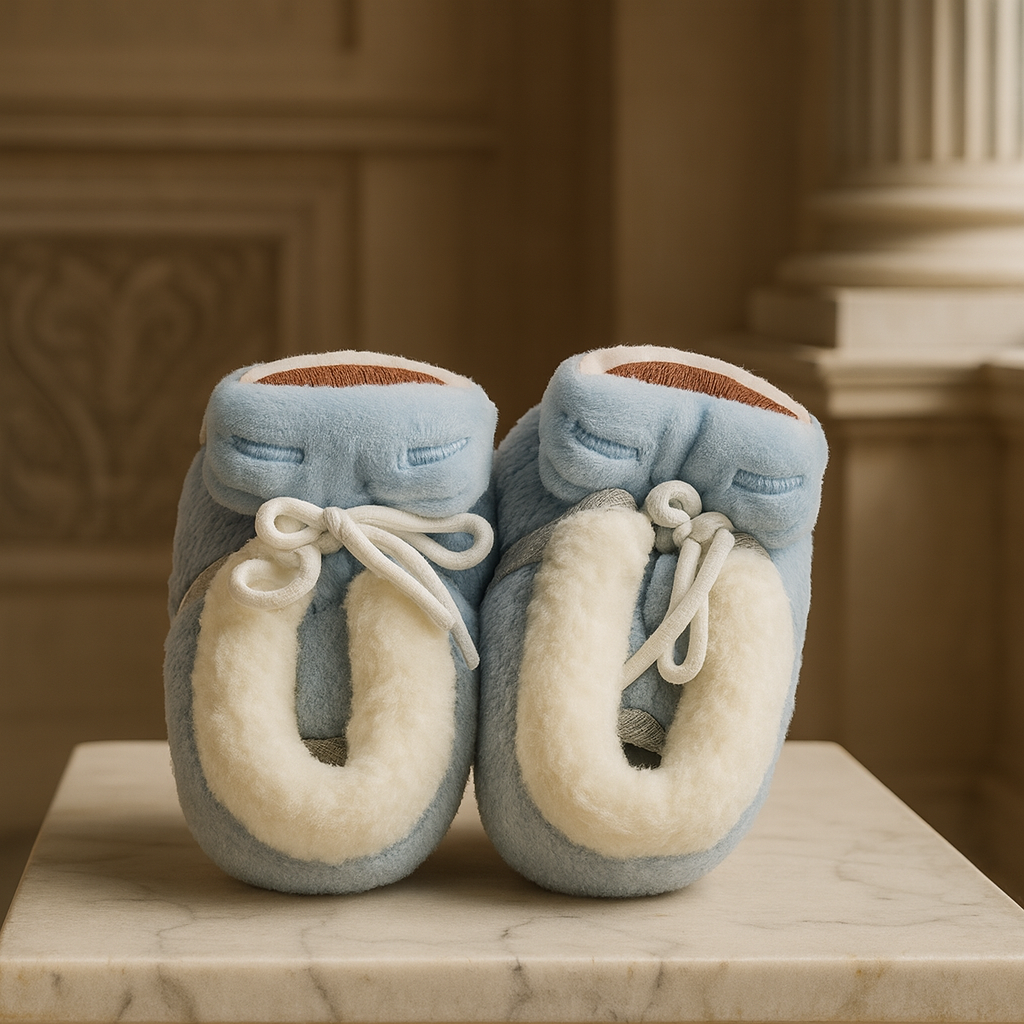 Baby Boy Booties – Blue Plush Newborn Shoes