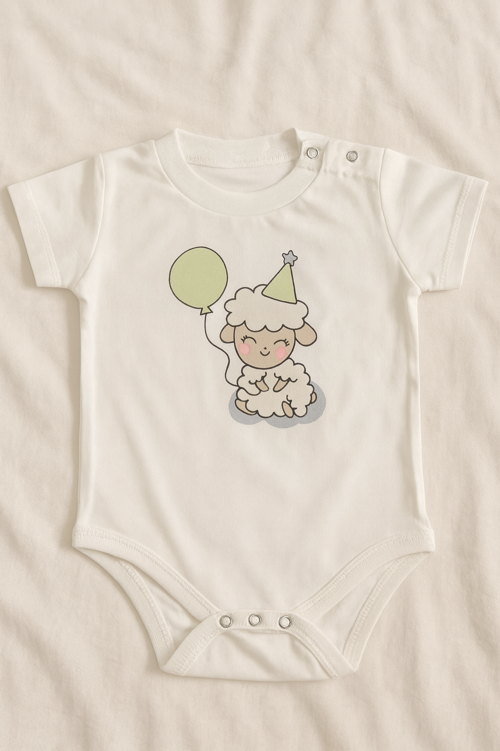 3-Piece Baby Boy Clothing Set in Light Yellow | Hoodie, Pajama & Printed Bodysuit | Soft Cotton Baby Dress with Cartoon Sheep Design