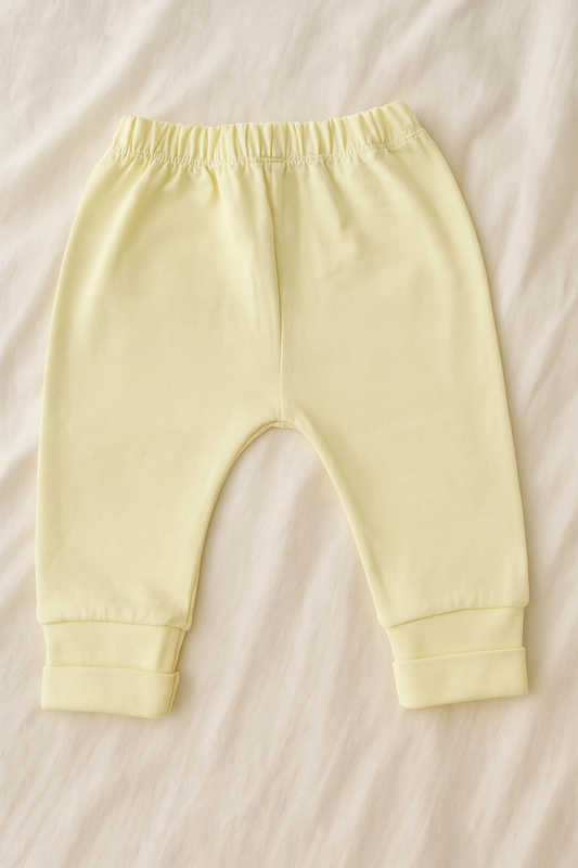 3-Piece Baby Boy Clothing Set in Light Yellow | Hoodie, Pajama & Printed Bodysuit | Soft Cotton Baby Dress with Cartoon Sheep Design