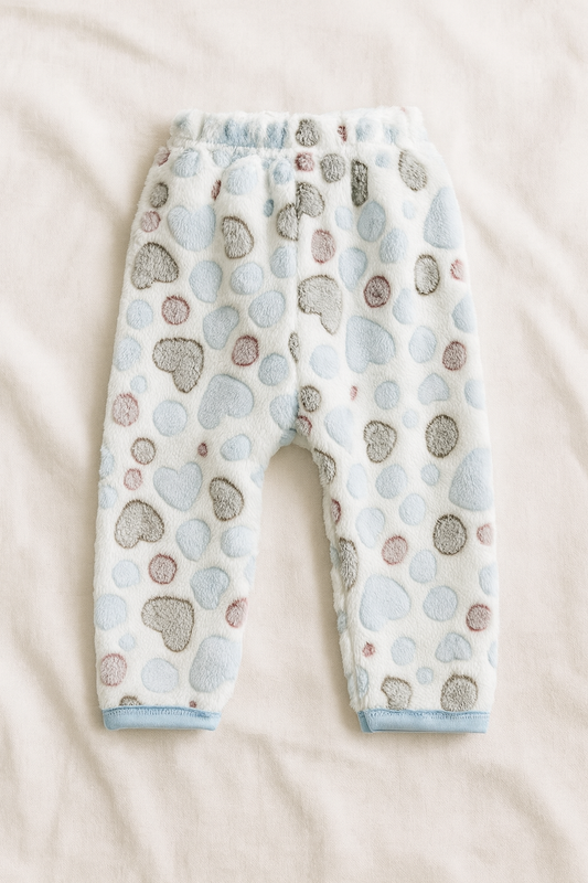 Baby Fleece Winter Suit 2-Piece Set | Soft Fluffy Polka Dot Shirt & Pajama