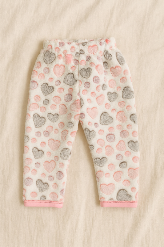 Baby Fleece Winter Suit 2-Piece Set in pink| Soft Full Sleeves Shirt & Pajama with Colorful Polka Dots