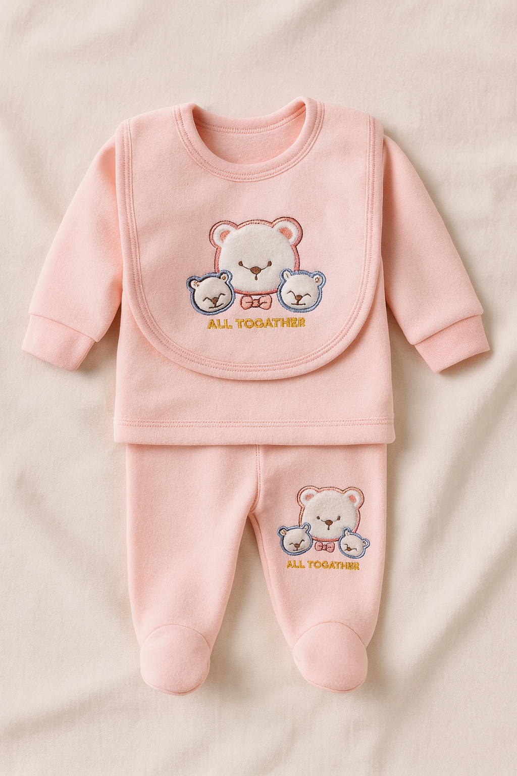Newborn Baby Girl/Boy Winter Suit 2-Piece Set | Soft Fleece Cotton Baba Suit with Footed Pajama & Bear Design