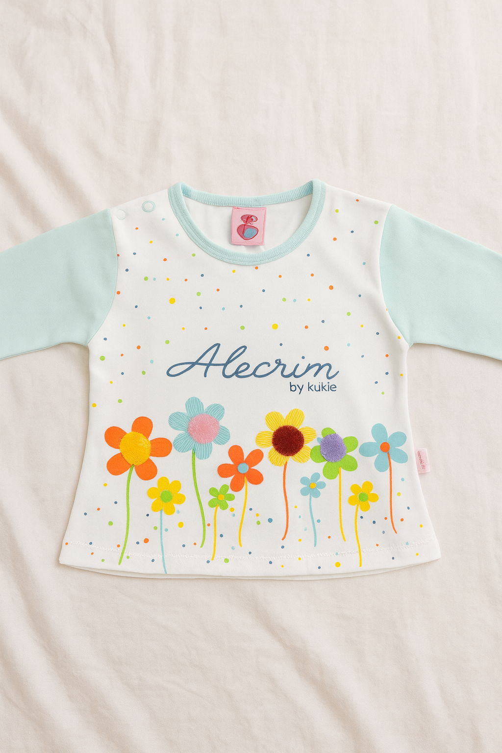Newborn Baby Girl 3-Piece Dress Set – Soft Cotton Malai Jersey – Floral Printed Shirt + Bow Pajama