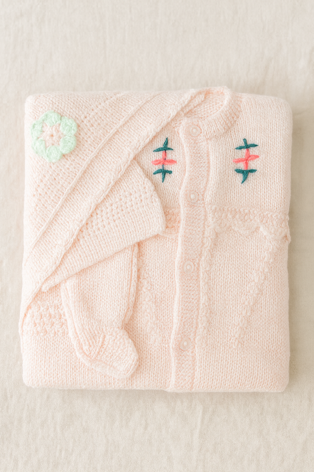 6-Piece Newborn Baby Wool Knitted Winter Set – Hand Knitted Warm Woolen Suit for Baby Girl/Boy