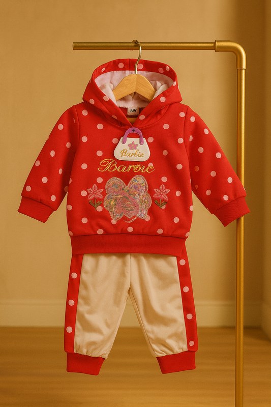 Barbie Polka Dot Hoodie & Pants Set (Soft Winter Wear)