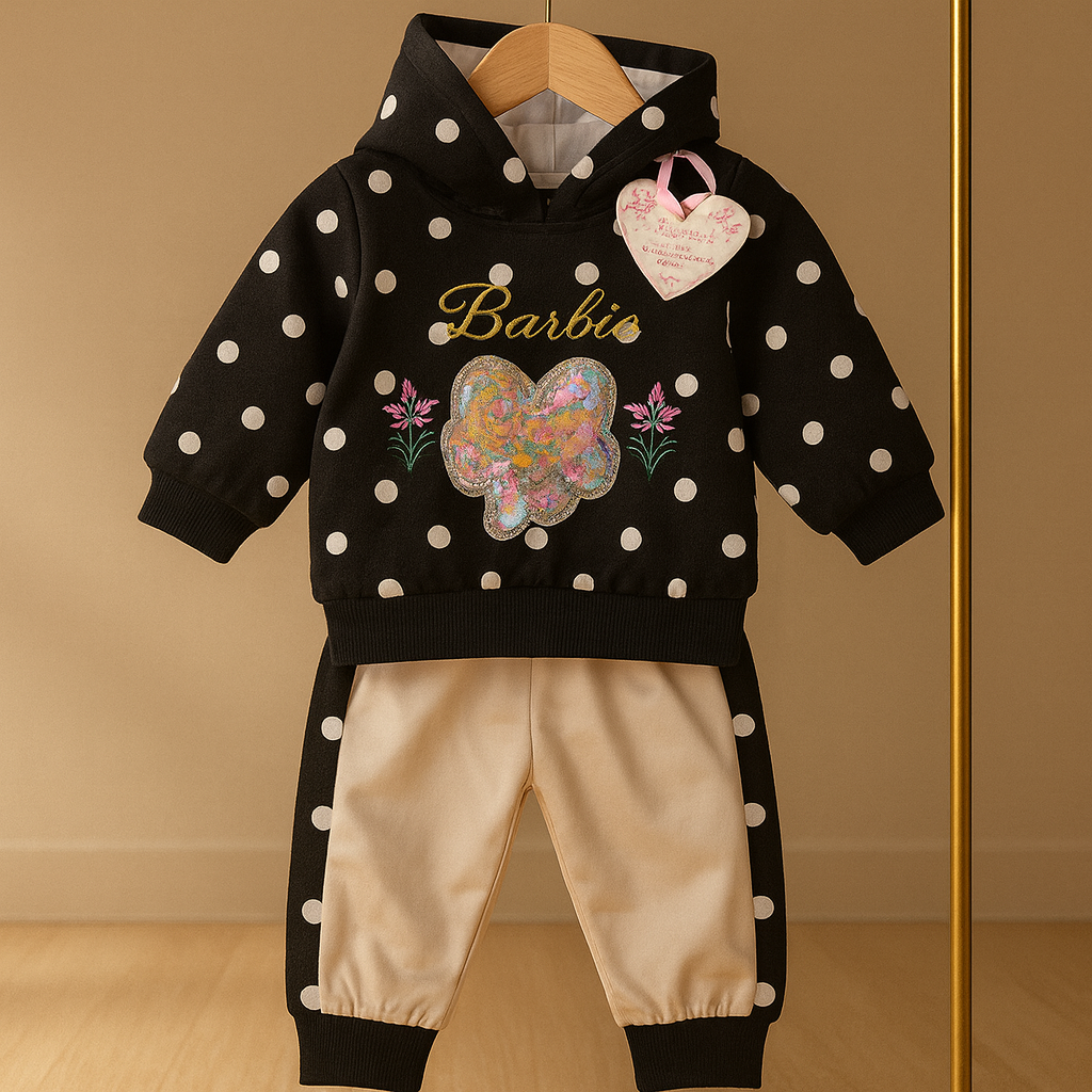 Barbie Polka Dot Hoodie & Pants Set (Soft Winter Wear)