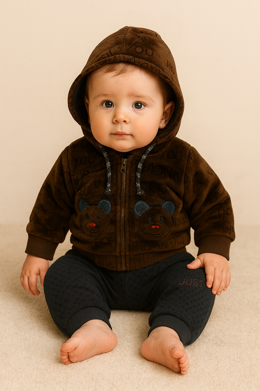 Premium Mulaim Baby Bear Hoodie Set – Soft, Warm & Adorable