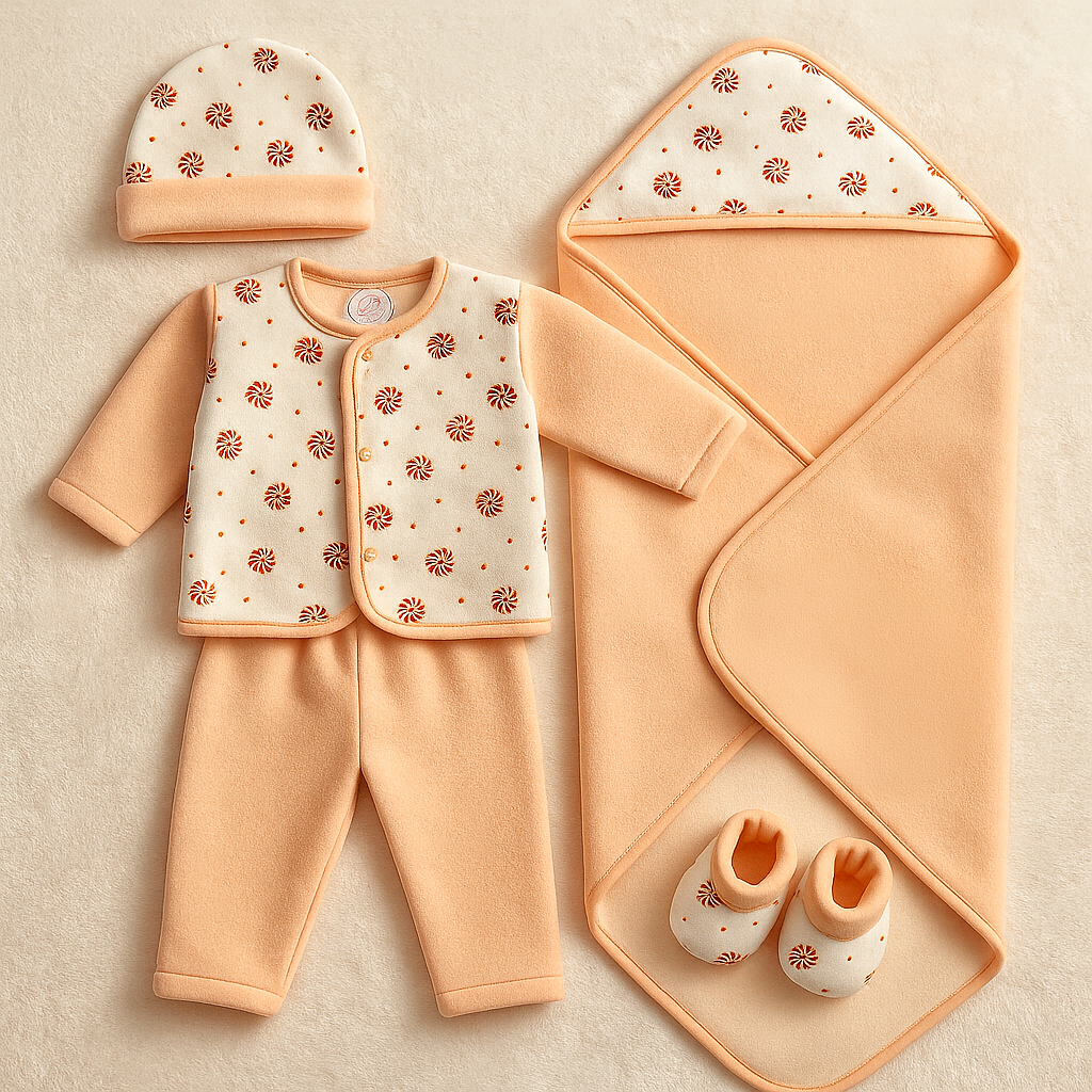 Newborn Winter Baby Suit Set of 5 Pieces | Warm Outfit for Newborn Boy & Girl | 3 Colors Available