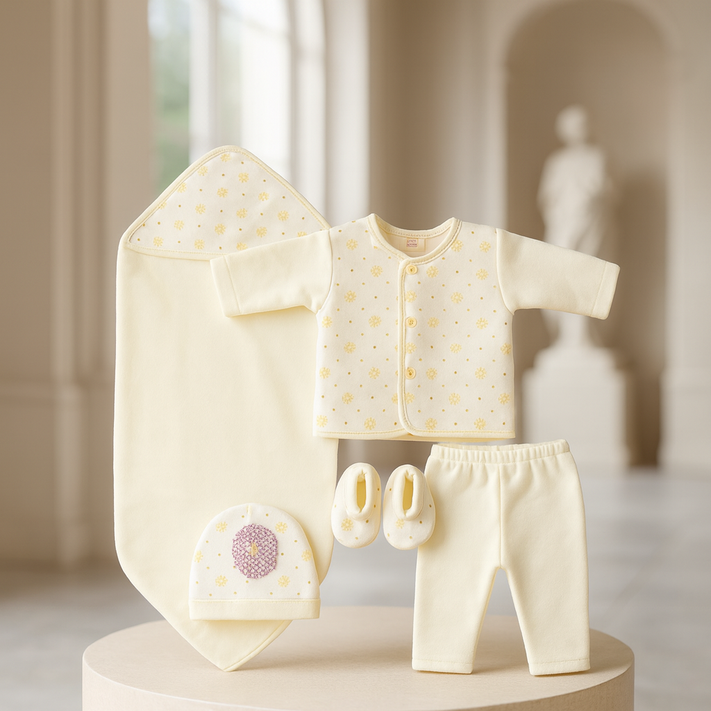 Newborn Winter Baby Suit Set of 5 Pieces | Warm Outfit for Newborn Boy & Girl | 3 Colors Available