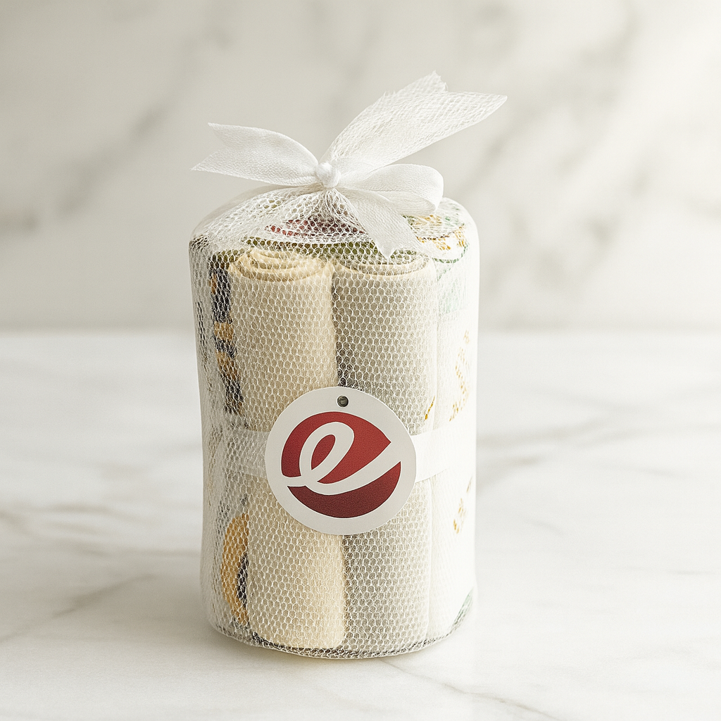 Baby Cotton Tissue pack of 8 pieces | Soft Reusable Washcloths in Mesh Gift Wrap