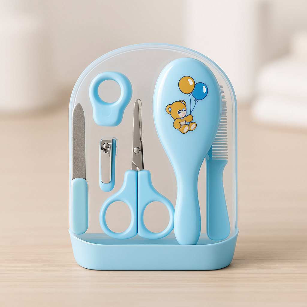 5-in-1 Baby Grooming Kit – Newborn Infant Care Set with Nail Clipper, Scissors, Filer, Comb & Soft Brush – Safe & Gentle Baby Care