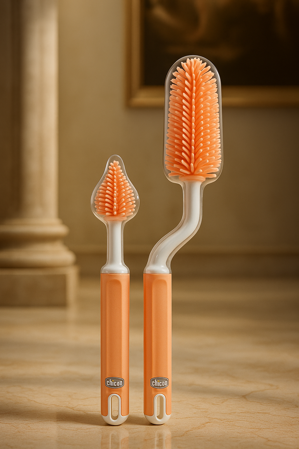 Chicco 2-in-1 Bottle & Nipple Cleaning Brush Set – Soft Silicone Hygiene Kit