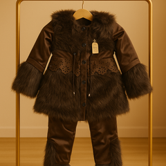 Luxury Fur Winter Coat Set – Elegant Warmth for Girls