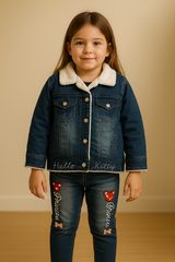 Warm Denim Winter Set – Fleece-Lined Jacket & Jeans for Girls