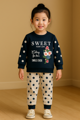 Polka Dot Sweatshirt & Trouser Set – Cozy Winter Wear for Kids