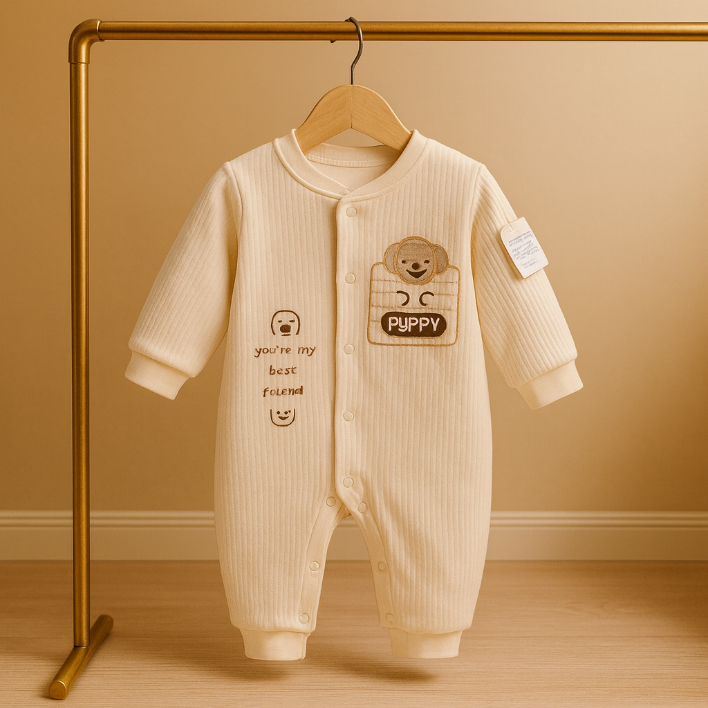 Baby Romper – Soft Cotton Full Sleeve Jumpsuit with Cute Elephant Design