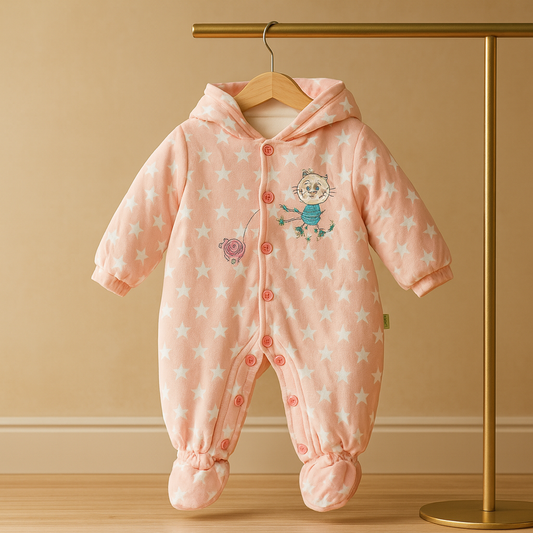 Premium Baby Winter Romper Suit with Hood & Ears