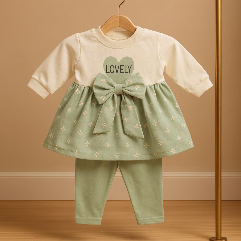 Lovely Baby Girl 2 Piece Dress Suit with Tights