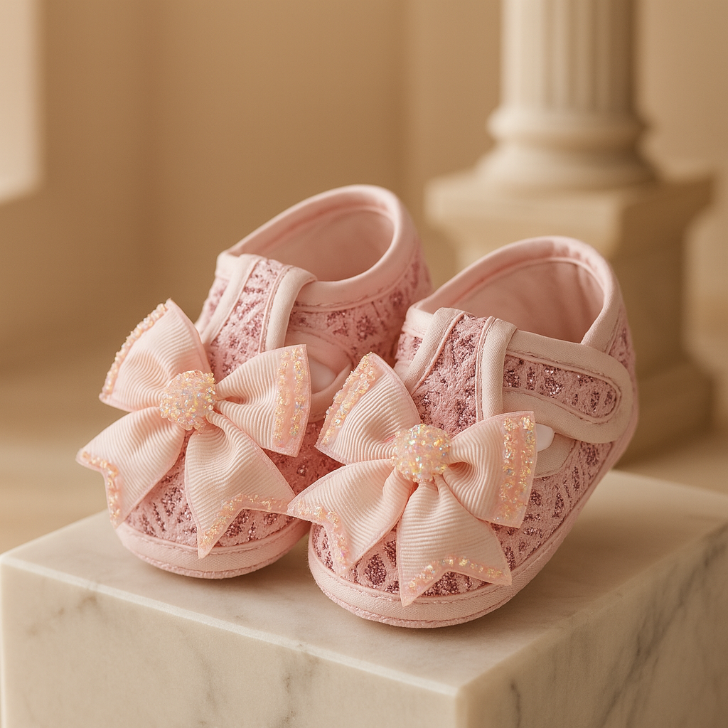 Fancy Baby Girl Shoes, Soft Pink Party Wear