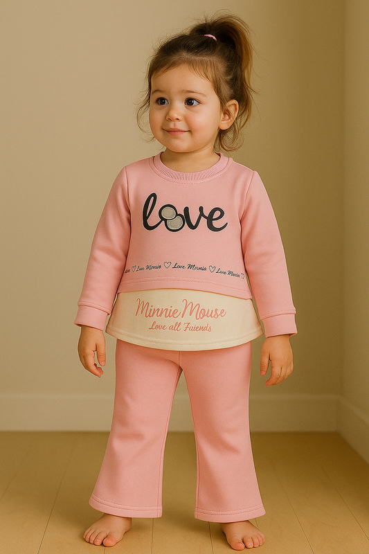 Love Minnie Mouse Sweatshirt & Pants Set – Cozy Style for Little Ones