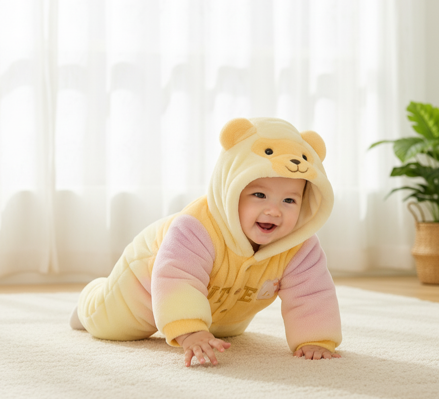 Premium Baby Winter Romper Suit with Hood & Ears