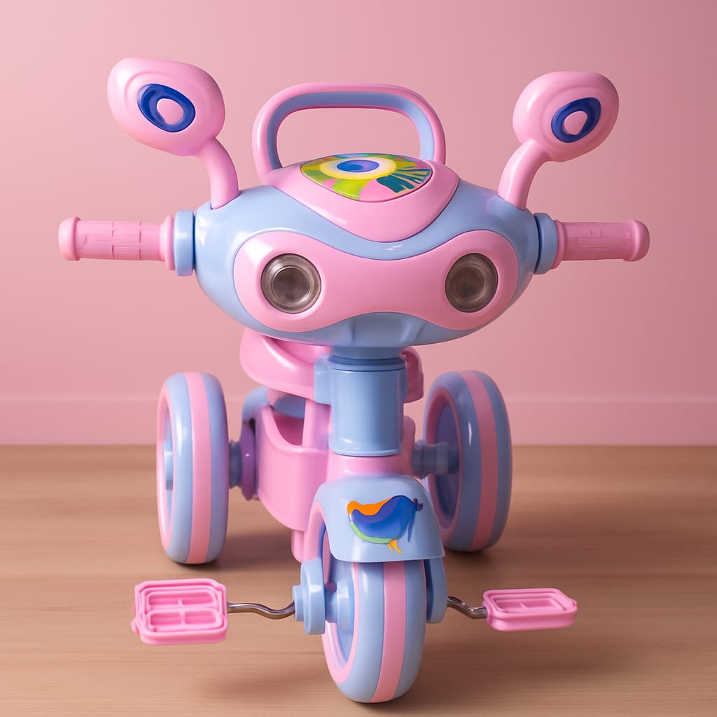 Baby cycle | CandyBot Baby Trike – Colorful Robot-Inspired Tricycle with Pedals & Safety Grip (Ages 1-4
