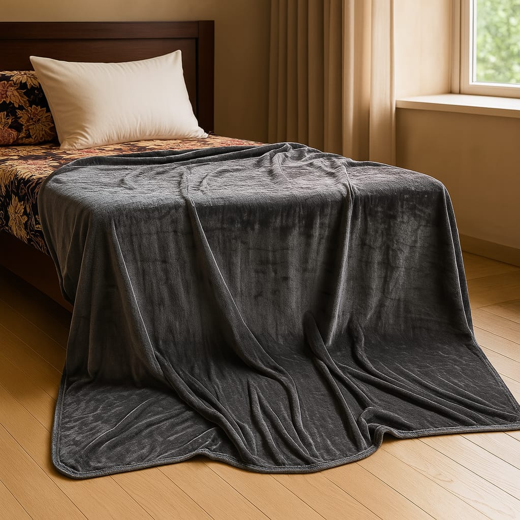 Soft Printed Blanket for Bed – imported Grey. (Double Bed)