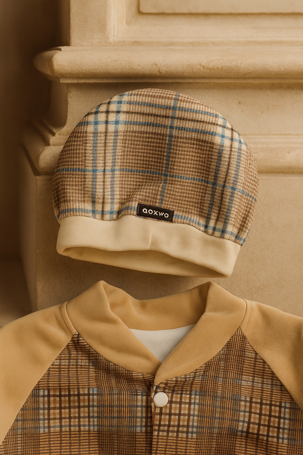 Baby Boy Winter Suit 3 Piece Set | Dark Green Check Shirt, Pajama & Cap