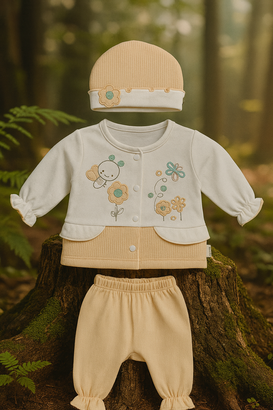 Newborn Baby Girl/Boy 3-Piece Dress Suit | Soft Cotton Malai Jersey | Full Sleeves Shirt, Pants & Cap