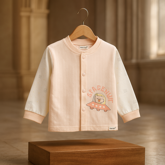 Baby Cotton Suit 2 Piece Set | Soft Peach Full Sleeve Shirt & Pajama