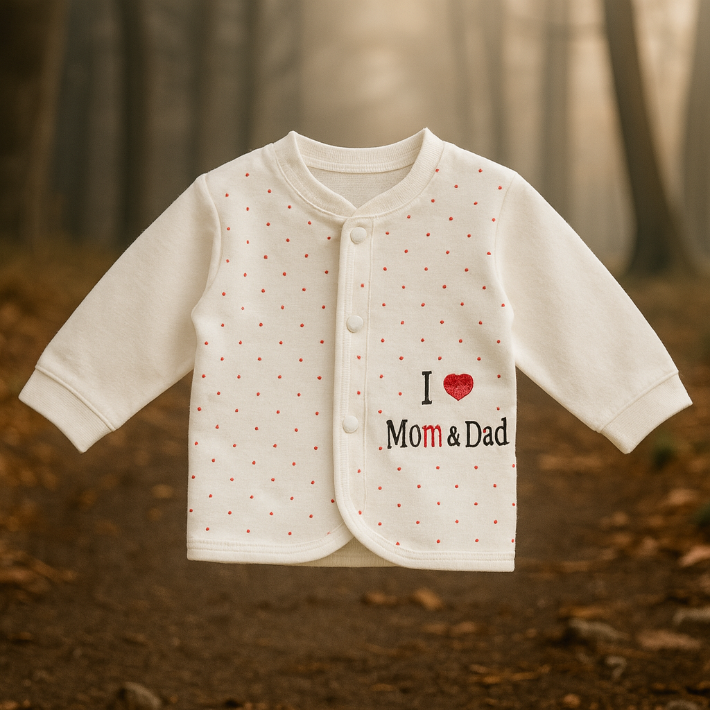 Newborn Baby Gift Set | 6 Piece Cotton Clothing Set with “I Love Mom & Dad” Design