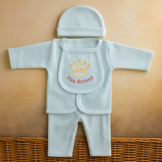 Newborn Baby Gift Set | “My Prince Has Arrived” 5-Piece Cotton Clothing Set