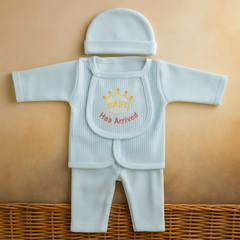 Newborn Baby Gift Set | “My Prince Has Arrived” 5-Piece Cotton Clothing Set