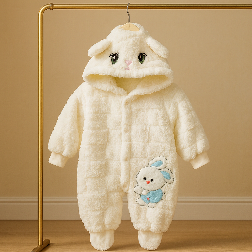 Baby Romper with Hood Soft Fleece Jumpsuit Winter Wear Warm Outfit for Newborns