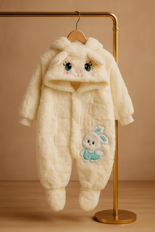 Baby Romper with Hood Soft Fleece Jumpsuit Winter Wear Warm Outfit for Newborns