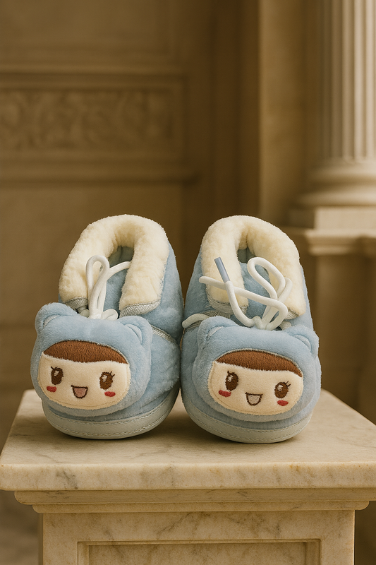Baby Boy Booties – Blue Plush Newborn Shoes