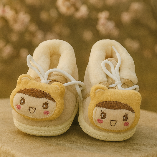 Baby Boy Booties – Brown Plush Newborn Shoes