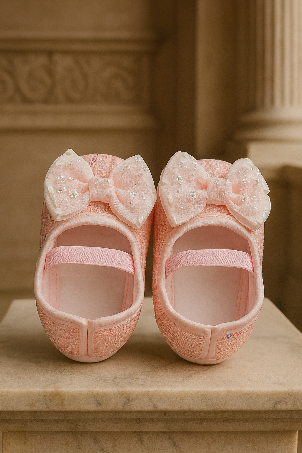 Fancy Baby Girl Shoes, Soft Pink Party Wear