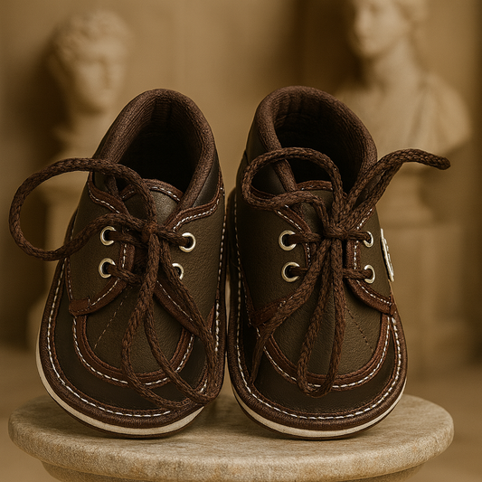 Stylish Brown Baby Boy Shoes with Soft Comfort Sole
