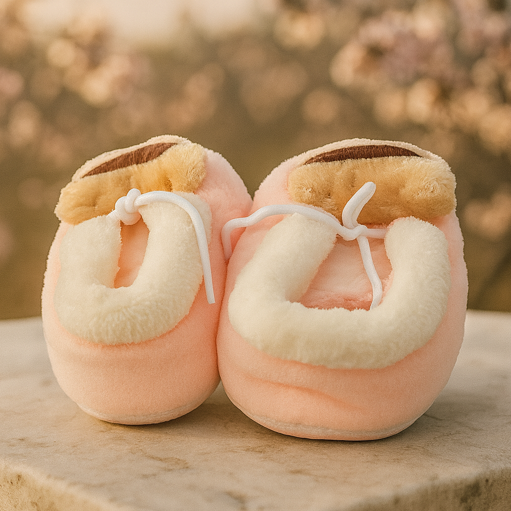 Baby Boy Booties – Pink Plush Newborn Shoes