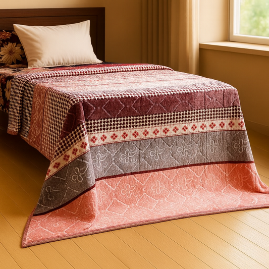 Double Bed Soft Velvet Blanket with Floral Design