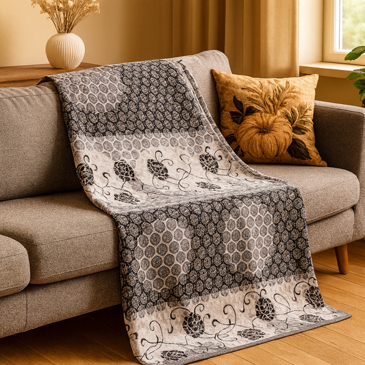 Double Bed Soft Velvet Blanket with Floral Design