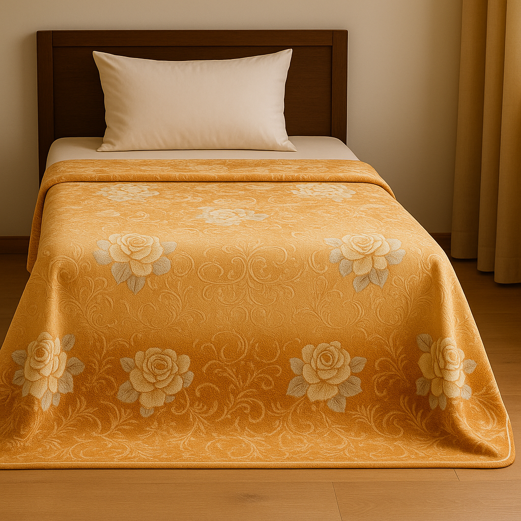 Double Bed Soft Velvet Blanket with Floral Design