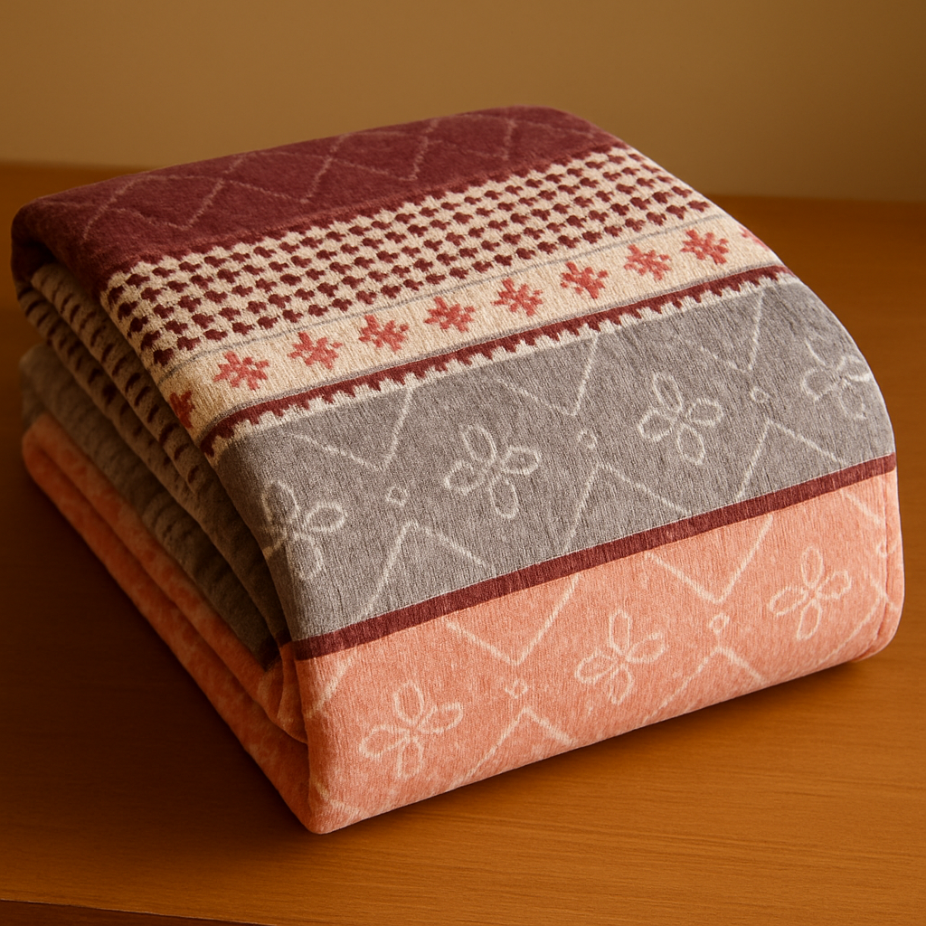 Double Bed Soft Velvet Blanket with Floral Design