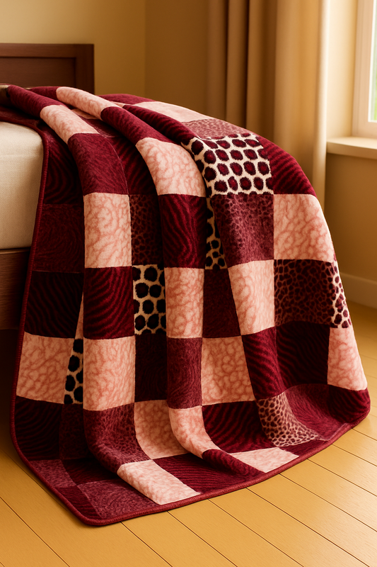 Double Bed Soft Velvet Blanket with Floral Design