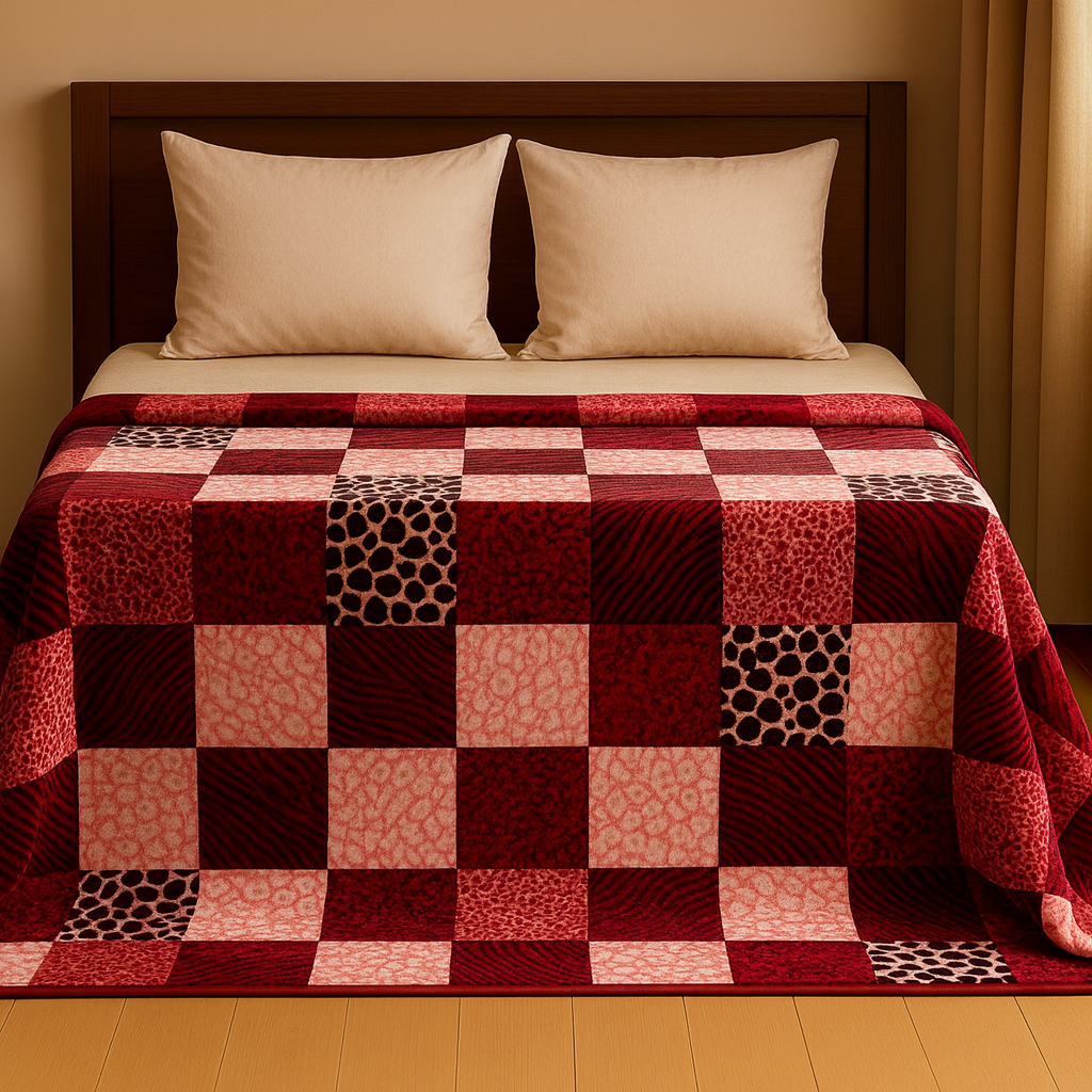 Double Bed Soft Velvet Blanket with Floral Design